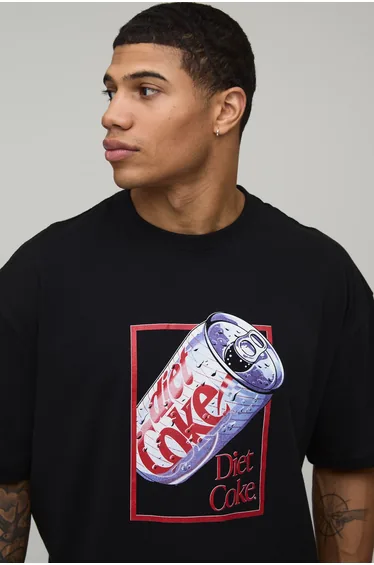 Oversized Diet Coke Crispy Printed License T-shirt - black