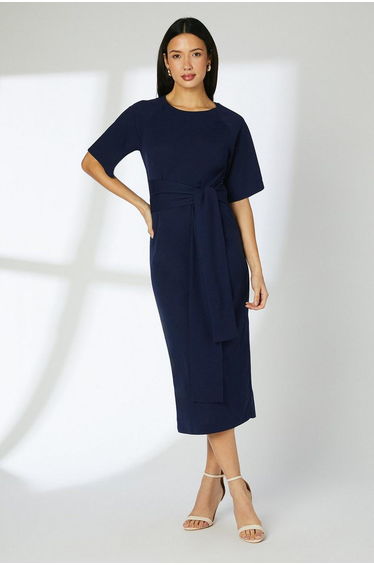 Navy Tie Waist T - Shirt Dress