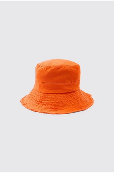 Bucket Hat With Drawstring - orange