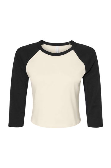 Bella + Canvas Womens/Ladies Raglan 3/4 Sleeve Crop T-Shirt - Natural/Black