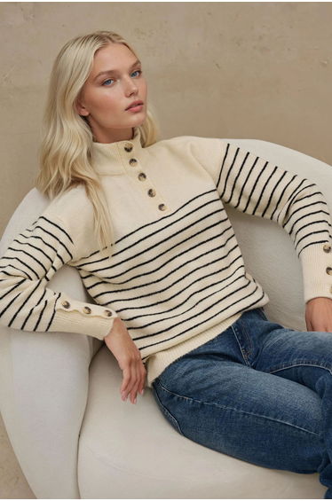 Button Collar Knit Sweater