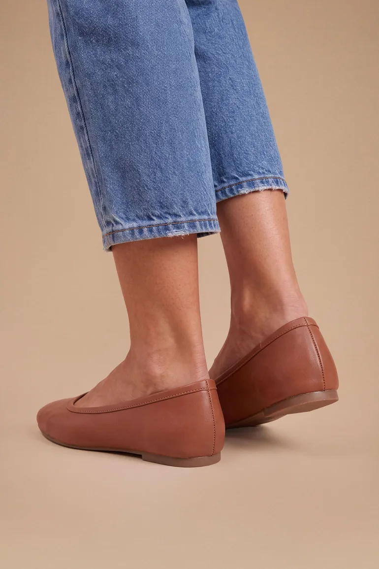Mica Faux Leather Round Toe Ballet Pumps - 1