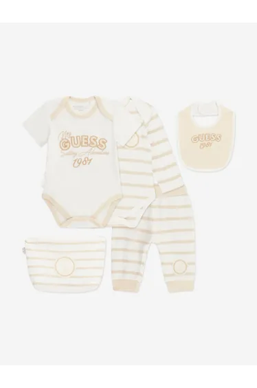 Guess Baby Striped Bodysuit Set in Beige