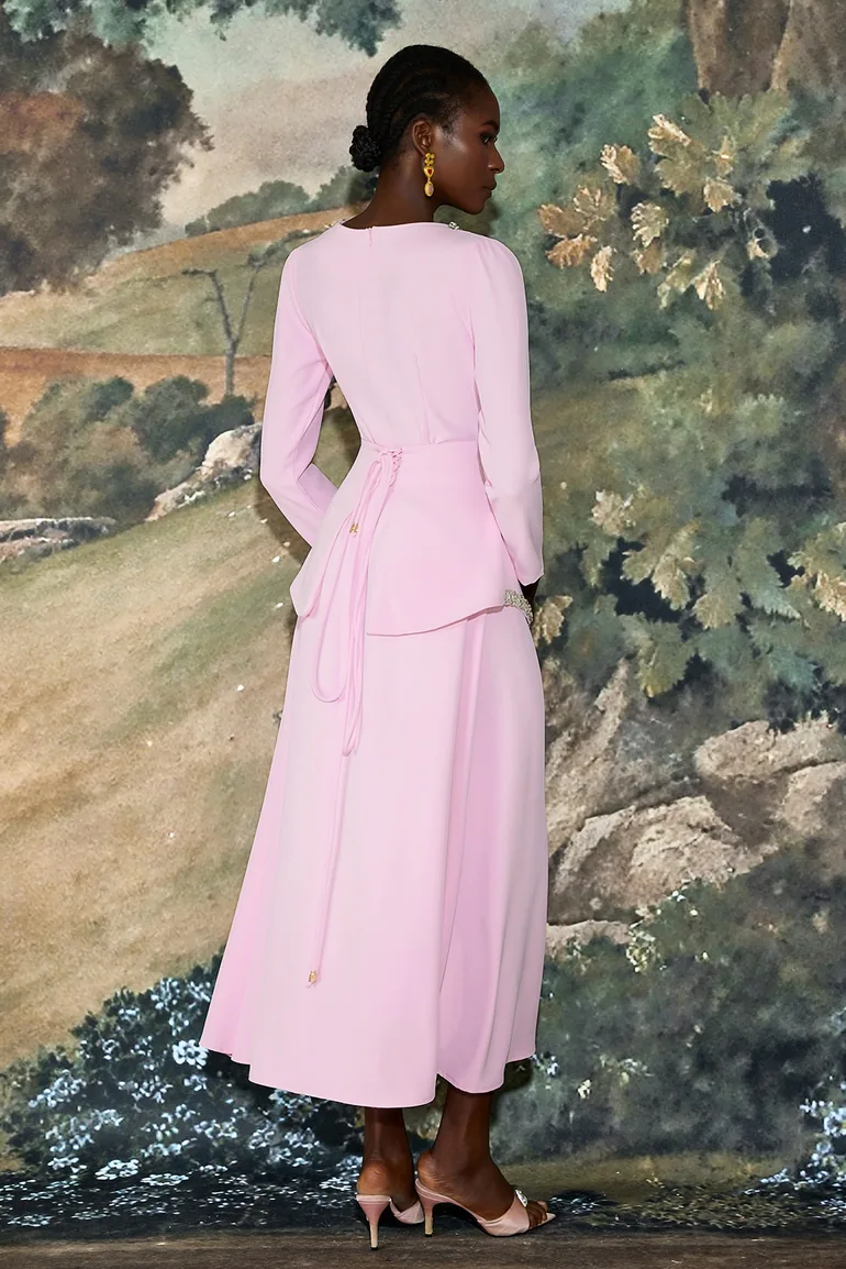 pink long sleeve rhinestone dress Sparkling Pink Rhinestone Long Sleeve Party Dress
