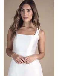 Petite Twill Mini Wedding Dress With Organza Skirt - 3