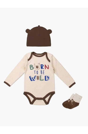3-Piece Printed Bodysuit, Cap and Socks Set