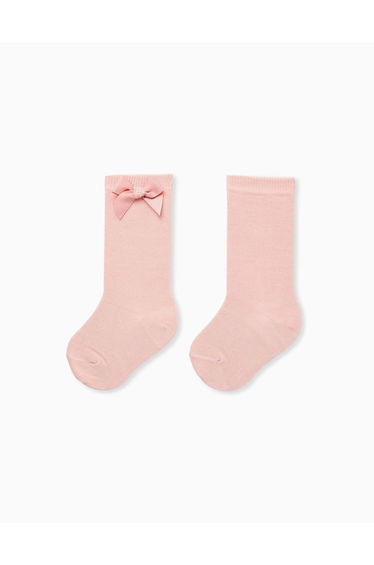 High Socks with Bow for Baby Girls, Pink