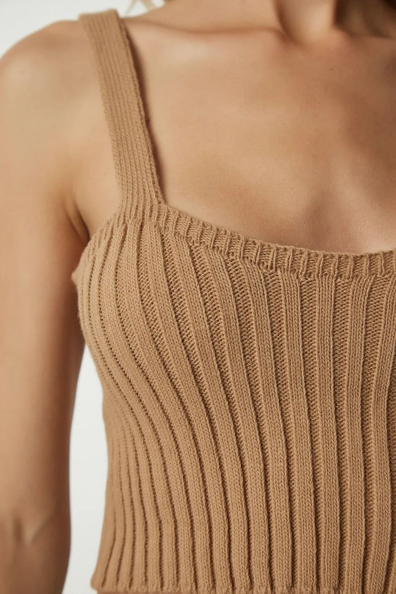 Women's Biscuit Knitted Sweater Bustier Cardigan Suit - 4