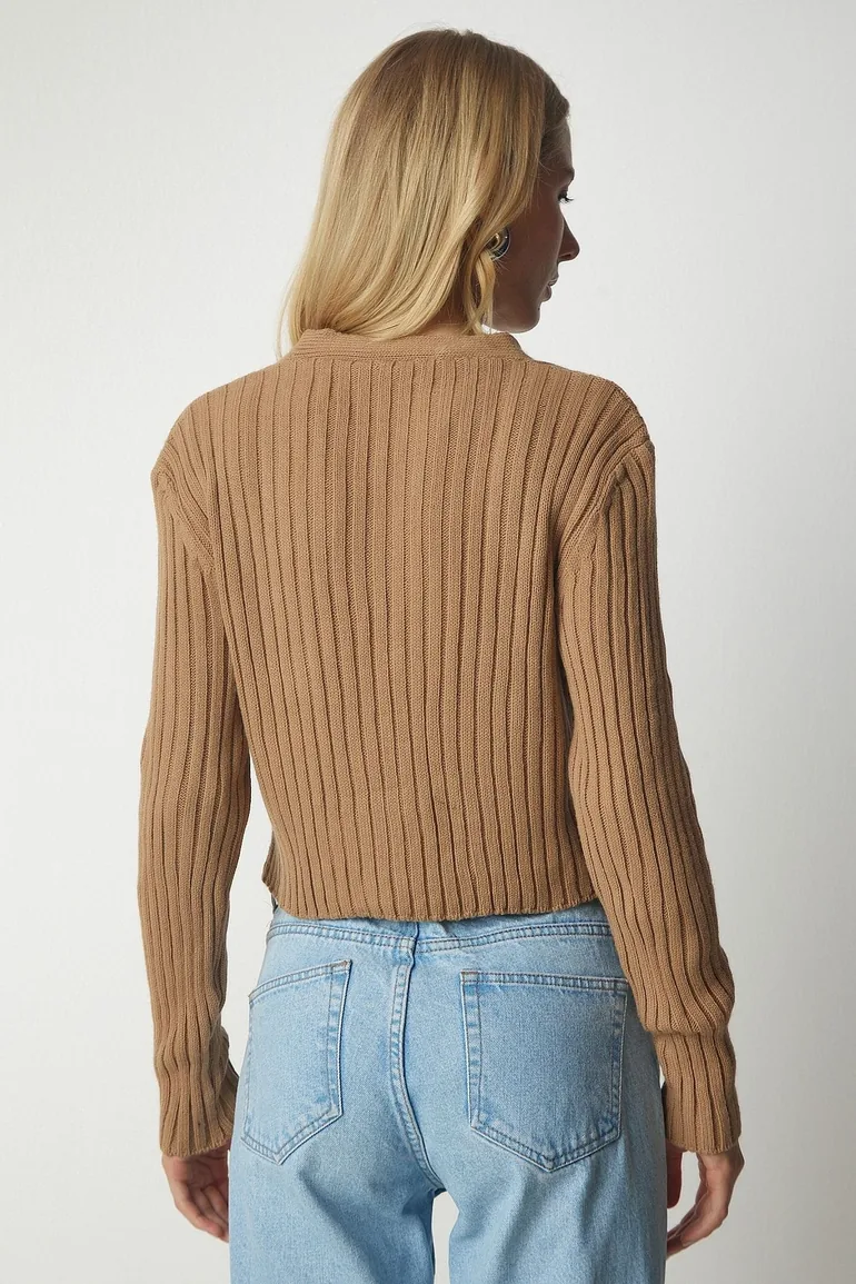 Women's Biscuit Knitted Sweater Bustier Cardigan Suit - 7