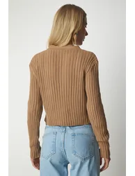 Women's Biscuit Knitted Sweater Bustier Cardigan Suit - 7