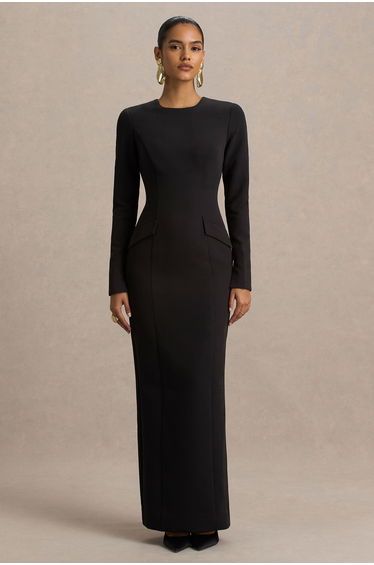 Vaila | Black High-Neck Maxi Dress