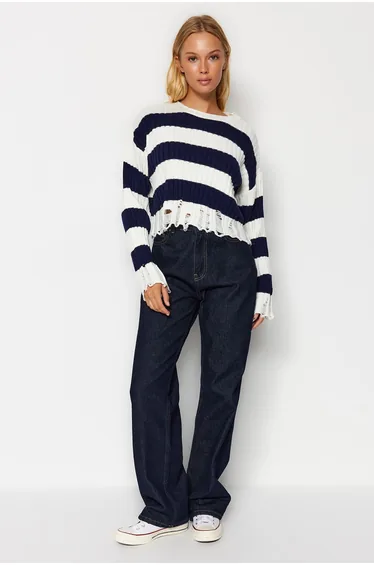 Ecru Crop Wide fit Knitwear Sweater