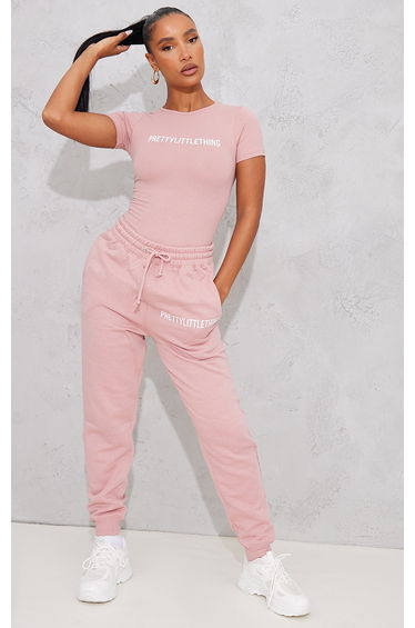 PRETTYLITTLETHING Light Pink High Waist Cuffed Joggers