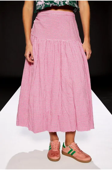 Runway 1.8.1.8 Gingham Puffball Midi Skirt