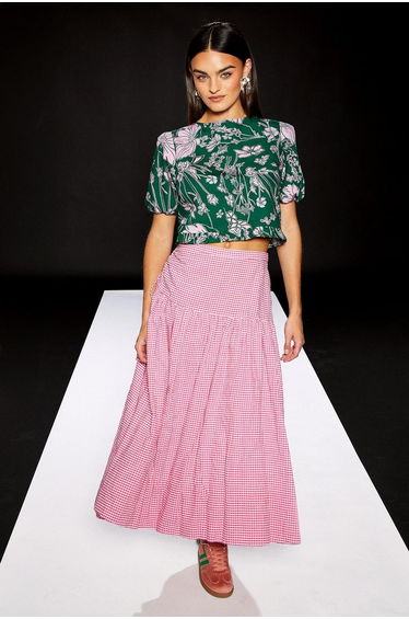 Runway 1.8.1.8 Gingham Puffball Midi Skirt