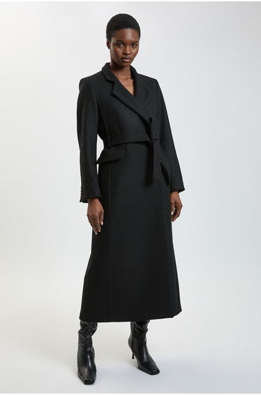 Wool Investment Notch Neck Tailored Maxi Coat