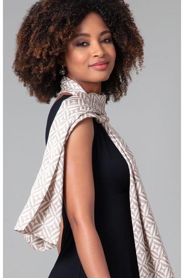 Phoebe Satin Scarf (Geometric Nude)