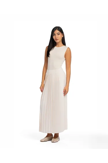 Pleated Skirt - STONE GREY