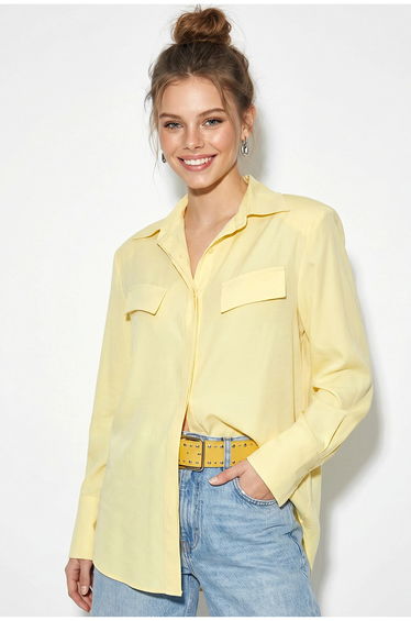 LUCCI Women's Regular-fit Woven Crepe Shirt