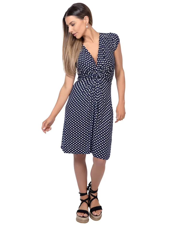 Cap Sleeve Knot Front Dress - 1