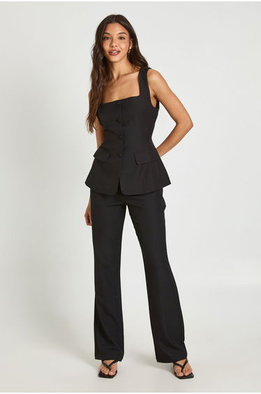 Straight Leg Tailored Trousers - black