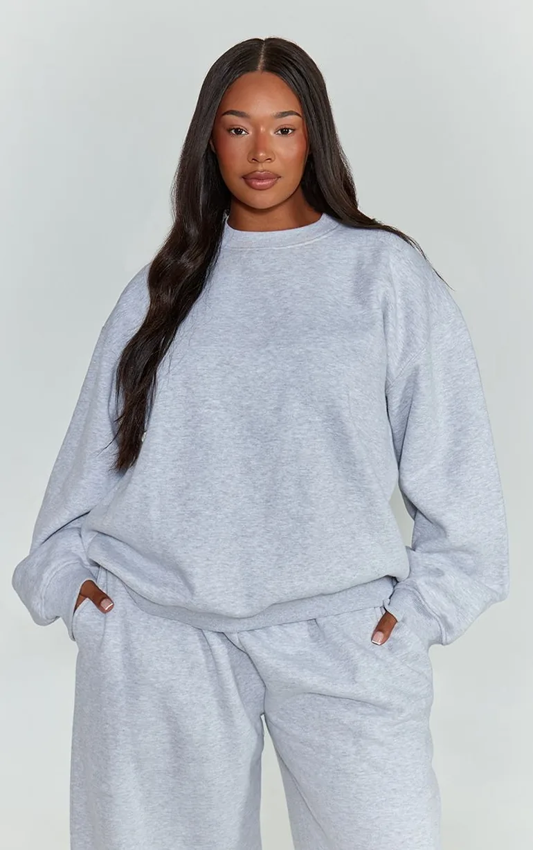 Plus Ash Grey Pullover Sweatshirt - 1