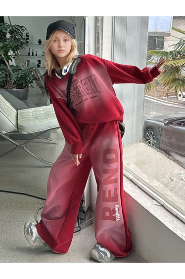 Red Ombre Sweatshirt and Joggers Set
