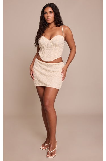 Shape Cream Textured Floral Corset Top