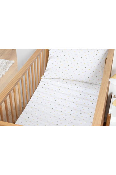 Scacco Baby's Heart Print Fitted Sheet in Organic Cotton with 17cm Flap