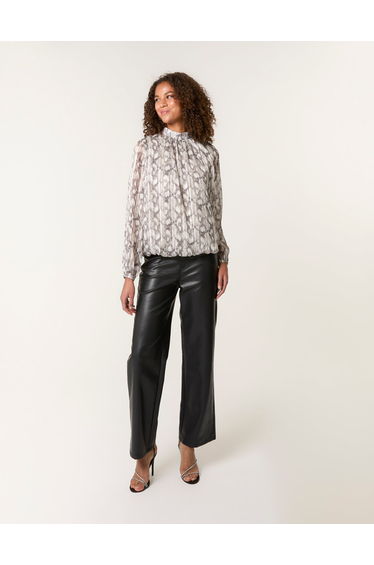 Rhinestone Studded Snake Print Blouse
