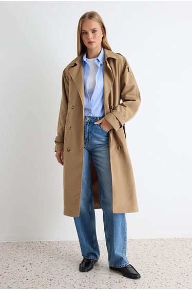 Trench Coat - Brown - Double-breasted