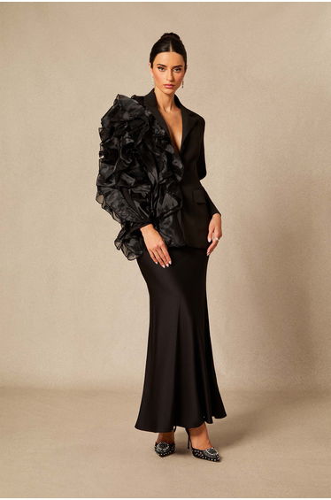 Misty Asymmetric Ruffle Blazer