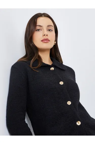 Regular Fit Buttoned Chunky Knit Cardigan