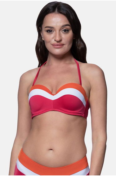 Lawaki Padded Bandeau Bikini Top in Striped Print