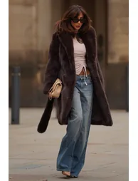 Slopeside | Brown Long Belted Faux Fur Coat - 3
