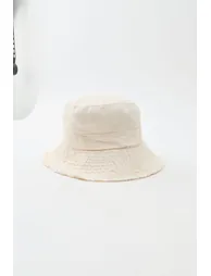 Bucket Hat With Drawstring - stone - 2