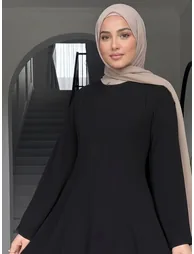 فستان ستايلي أسود ماكسي على شكل حرف A بأكمام طويلة - 6