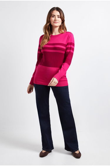 Colour Block Stripe Knitted Jumper