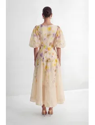 Summer Invite Apricot Floral Print Puff Sleeve Maxi Dress - 4