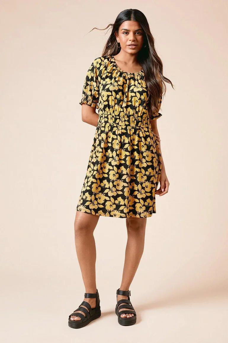 shell dress mini Myka Shell Halter Mini Dress | Blue Floral | Womens