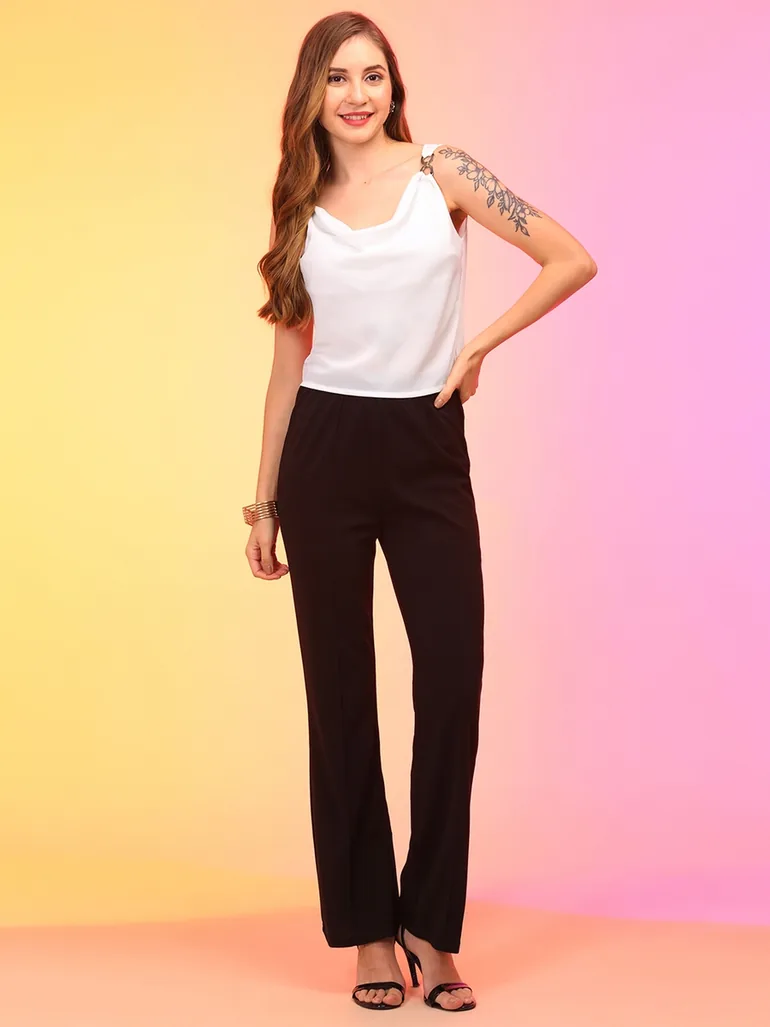 Women White Cowl Neck Strappy Top - 4