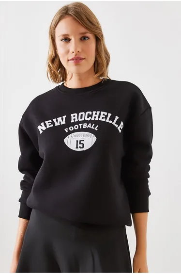 Women's Triple Thread Raised Rochelle Text Printed Sweatshirt
