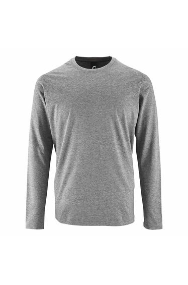 SOLS Mens Imperial Long Sleeve T-Shirt - Grey Marl