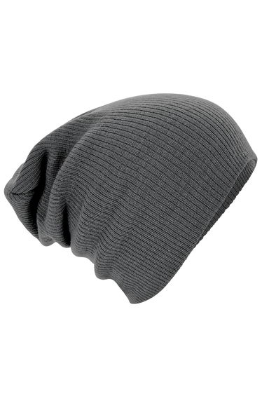 Beechfield Unisex Slouch Winter Beanie Hat - Smoke Grey