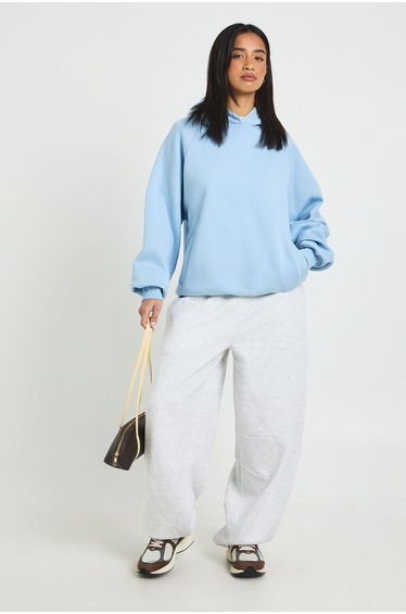 Petite Raglan Seam Oversized Hoodie - light blue