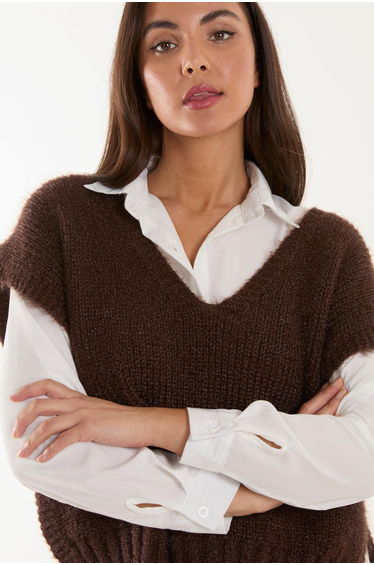 2 in 1 Knitted Vest Shirt