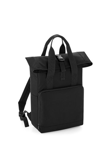BagBase Twin Handle Roll-Top Backpack - Black