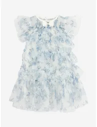 Angels Face Girls Etta Printed Tiered Tulle Dress in Blue - 1