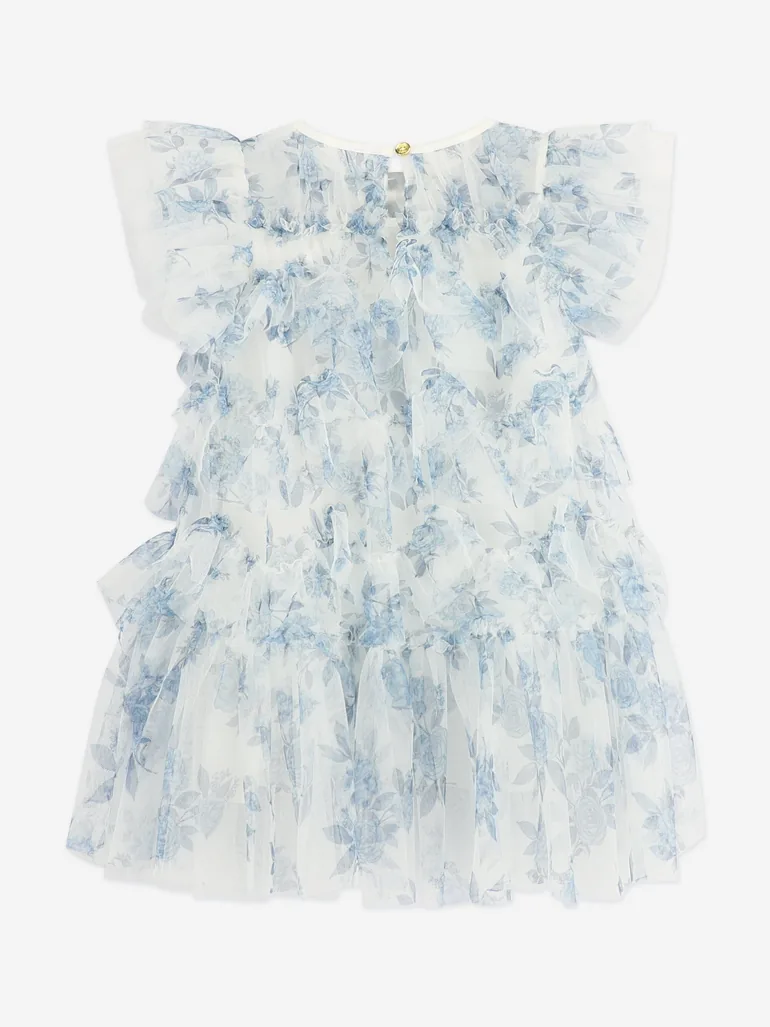 Angels Face Girls Etta Printed Tiered Tulle Dress in Blue - 2