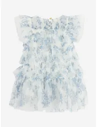 Angels Face Girls Etta Printed Tiered Tulle Dress in Blue - 2